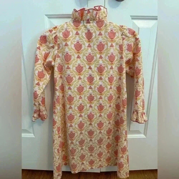 Shrimp And Grits Kids Orange Ruffle Long Sleeve Dress Size 7 - Picture 4 of 8